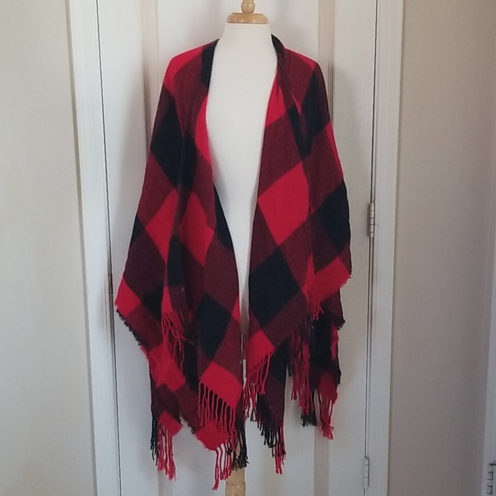 Red Buffalo Check Poncho